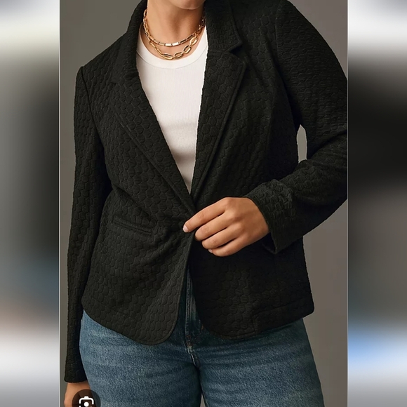 PORRIDGE ANTHROPOLOGIE Women's Black Textured Blazer.  Size Medium - Picture 12 of 12
